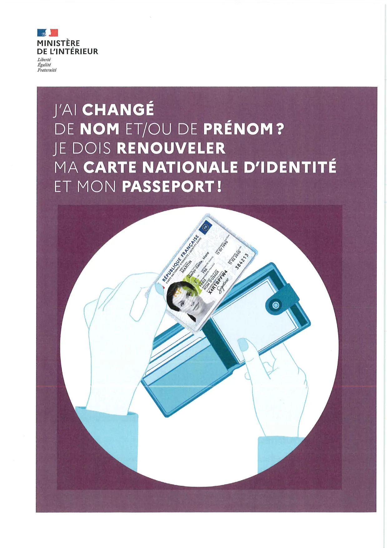 Lire la suite de l'actualité Information carte d&rsquo;identité changement de nom et/ou prénom